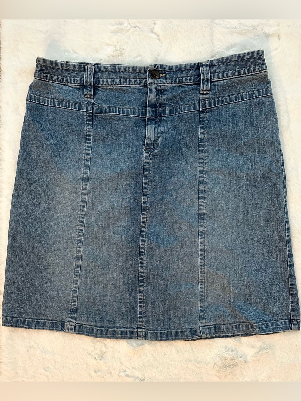 Style & Co Denim A-Line Skirt Size 16 Cottage Core Backyard BBQ